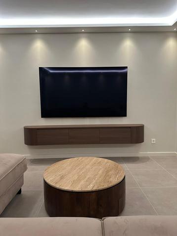 Zwevend Tv Meubel Bruin Wandmeubel Ronde tv meubel Walnoot beschikbaar voor biedingen