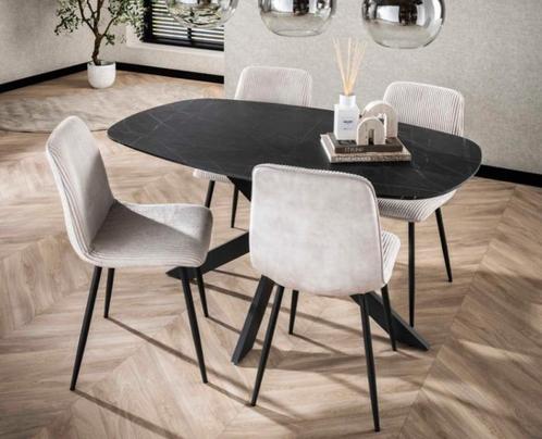 Combideal eetkamerset: Deens ovale eettafel Marquina, Huis en Inrichting, Tafels | Eettafels, Nieuw, Ophalen of Verzenden