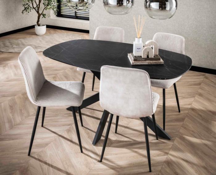 Combideal eetkamerset: Deens ovale eettafel Marquina, Huis en Inrichting, Tafels | Eettafels, Nieuw, Ophalen of Verzenden