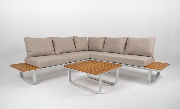 Hoek Loungeset - Capri - Aluminium - Teak - Datho Outdoor, Tuin en Terras, Tuinsets en Loungesets, Verzenden