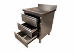 Nieuw RVS werkkast/ladekast met 3 lades - 60x60cm, Nieuw in verpakking, RVS Meubilair