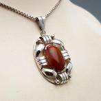 Zilver, Art Deco, Agaat - Ketting met hanger