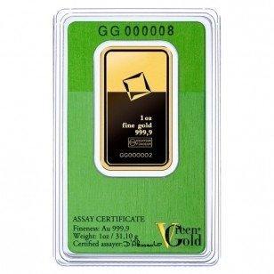 1 Troy Ounce - Goud .999 - Valcambi Green - Verzegeld, Postzegels en Munten, Edelmetalen en Baren