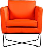 Oranje leren moderne design stoels - Toledo Leer Orange (or, Huis en Inrichting, Fauteuils, Nieuw, Leer, Ophalen of Verzenden