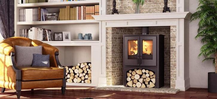 Houtkachel Lodge met houtvak, Huis en Inrichting, Haarden, Ophalen