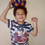 Mickey Mouse Tshirt Blauw Gestreept Voetbal-Maat 104, Kinderen en Baby's, Kinderkleding | Overige, Nieuw, Verzenden