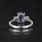 Ring - 18 karaat Witgoud Tanzaniet - Diamant, Nieuw