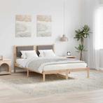 vidaXL Bedframe met hoofdeinde Taupe 160 x 200 cm Massief, Huis en Inrichting, Verzenden, Nieuw, Hout