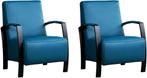 Blauwe leren industriële stalen stoels - Toledo Leer Turquo, Huis en Inrichting, Fauteuils, Nieuw, Ophalen of Verzenden, Modern