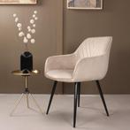 Eetkamerstoel met armleuning | Velvet | Champagne | DS4U, Huis en Inrichting, Stoelen, Ophalen of Verzenden, Nieuw