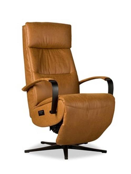 Relaxfauteuil Eibergen Microleder Cognac - Elektrisch + Accu, Huis en Inrichting, Fauteuils, 50 tot 75 cm, 75 tot 100 cm, Nieuw
