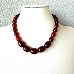 Oude art-deco ketting met Baltisch amber olijf kralen in, Antiek en Kunst
