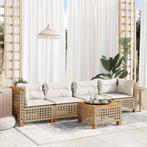 vidaXL 5-delige Loungeset met kussens poly rattan beige, Verzenden, Nieuw, Rotan, Loungeset