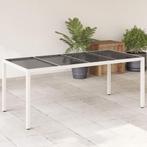 vidaXL Tuintafel met glazen blad 190x90x75 cm poly rattan, Verzenden, Nieuw