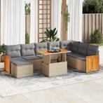 vidaXL 7-delige Loungeset met kussens poly rattan acacia, Verzenden, Nieuw, Loungeset