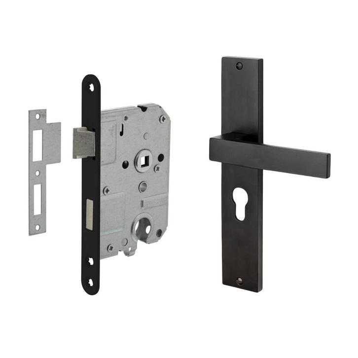 Deurbeslag set Lusso met cilindergat en cilinder dag-en n..., Doe-het-zelf en Verbouw, Hang- en Sluitwerk, Klink of Kruk, Nieuw