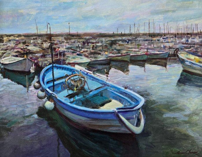 Jean Claude (XX) - Le bleu du port, Antiek en Kunst, Kunst | Schilderijen | Klassiek