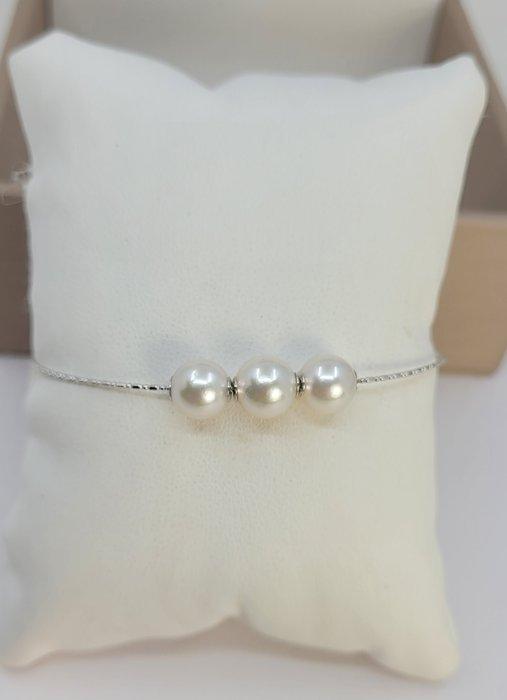 Armband - 18 karaat Witgoud - 7,5x8 mm Akoya parels, Sieraden, Tassen en Uiterlijk, Armbanden