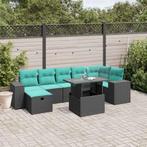 vidaXL 8-delige tuinbankset met kussens, zwart polyrotan, Verzenden, Nieuw, Rotan