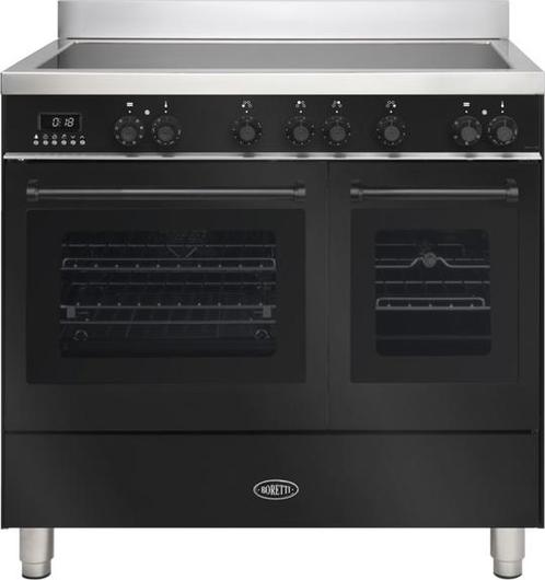 Boretti MLI94DZW inductie fornuis met dubbele oven - zwart o, Witgoed en Apparatuur, Fornuizen, 60 cm of meer, Vrijstaand, 4 kookzones
