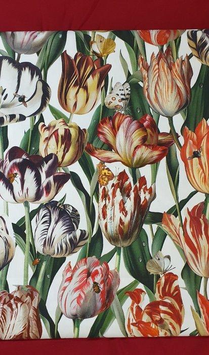Exclusief bloemrijk textiel in Art Nouveau-stijl - tulpen,, Antiek en Kunst, Antiek | Kleden en Textiel