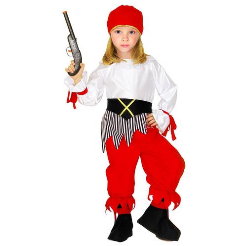 Piraat Kostuum Wit Rood Meisje, Kinderen en Baby's, Carnavalskleding en Verkleedspullen, Nieuw, Verzenden