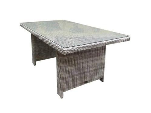 San Marino lounge-diningtafel 146x84,5xH66,5 cm wit grijs, Tuin en Terras, Tuintafels, Nieuw, Wicker, Ophalen of Verzenden