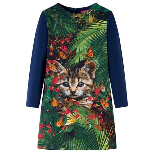 vidaXL Kinderjurk met lange mouwen 128 marineblauw, Kinderen en Baby's, Kinderkleding | Overige, Nieuw, Verzenden