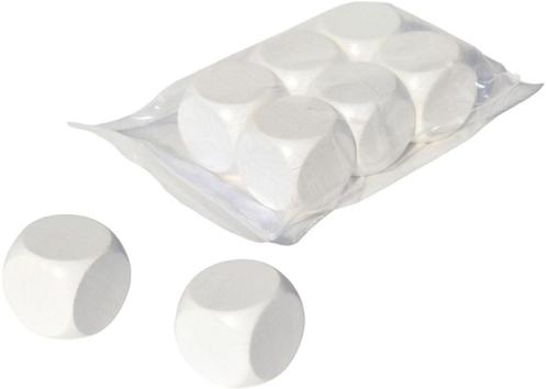 Dobbelsteen 30 mm - Onbedrukt Wit (6 stuks) | HOT Games -, Hobby en Vrije tijd, Gezelschapsspellen | Bordspellen, Nieuw, Verzenden