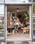 industriële oud houten ovaal robuuste tafel unieke eettafel, 100 tot 150 cm, Verzenden, Robuuste industriële tafel landelijk design maatwerk 