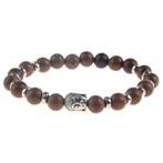 Fako Bijoux® - Buddha Armband - Hout - Ring - Zilverkleurig, Verzenden, Nieuw