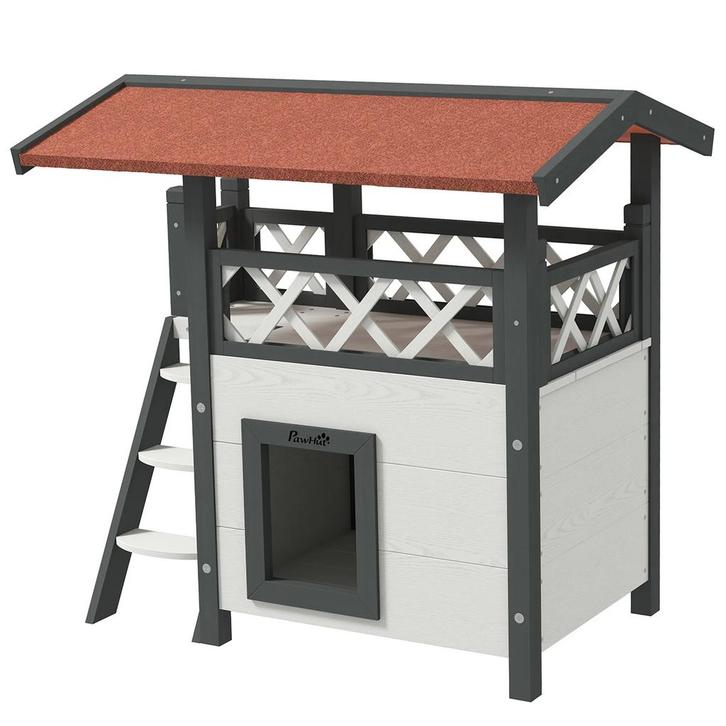 TRUUSK Kattenvilla 2 verdiepingen - Asfaltdak en balkon - Ma, Dieren en Toebehoren, Katten-accessoires, Nieuw, Verzenden