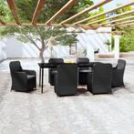 vidaXL 7-delige Tuinset met kussens zwart, 6 zitplaatsen, Nieuw, Tuinset, Verzenden