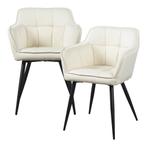 Eetkamerstoel Birmingham set van 2 fauteuils 81x57x53 cm bei, Huis en Inrichting, Stoelen, Verzenden, Nieuw