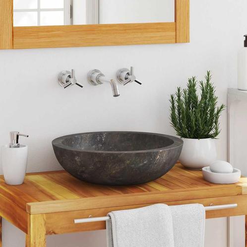 vidaXL Gootsteen Ø40x12 cm marmer grijs, Doe-het-zelf en Verbouw, Sanitair, Nieuw, Verzenden