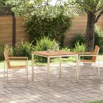 vidaXL 3-delige tuinset van massief teak en RVS, Tuin en Terras, Verzenden, Nieuw, Hout, Tuinset