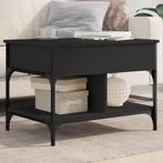 vidaXL Salontafel 70x50x50 cm bewerkt hout en metaal zwart, Verzenden, Nieuw, Metaal, 50 tot 100 cm