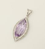 Hanger - 18 karaat Witgoud - 5.00ct. tw. Amethist - Diamant, Sieraden, Tassen en Uiterlijk, Antieke sieraden