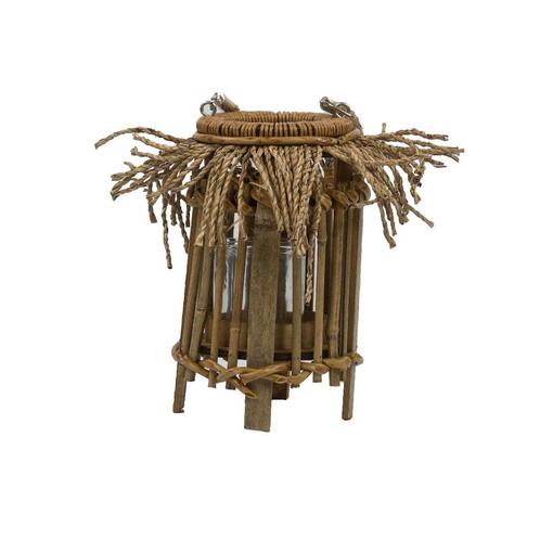 windlicht bamboe rafels 31cm, Huis en Inrichting, Woonaccessoires | Overige, Verzenden