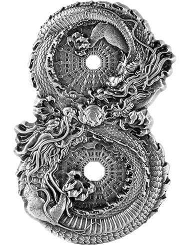 Chad Dragon &amp; Dragon 3 oz 2024 Antique Finish - High, Postzegels en Munten, Munten | Oceanië, Losse munt, Zilver, Verzenden