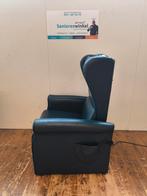 Blauw leren Sta- Op en relax stoel in een goede staat, Minder dan 75 cm, Leer, Gebruikt, 50 tot 75 cm