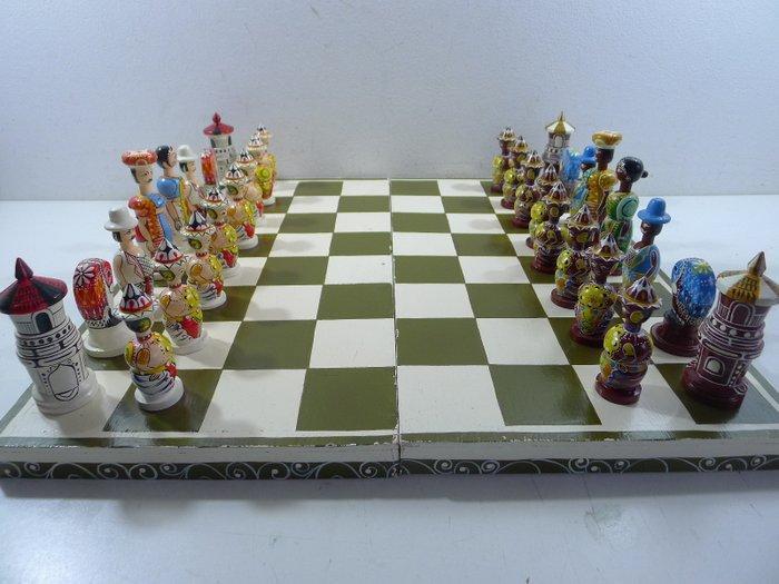 Tres tres Rare Jeu déchecs Matriochka entierement peint à, Antiek en Kunst, Curiosa en Brocante
