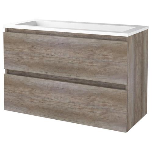 Badmeubelset BWS Salt 100x46cm Greeploos 2 Lades Met, Doe-het-zelf en Verbouw, Sanitair, Bad, Nieuw, Chroom, Ophalen of Verzenden