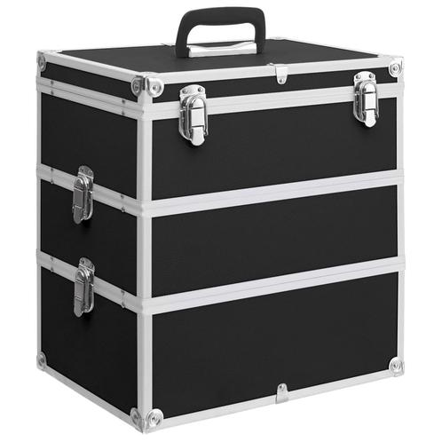 vidaXL Make-up koffer 37x24x40 cm aluminium zwart, Sieraden, Tassen en Uiterlijk, Toilettassen, Zwart, Nieuw, Verzenden