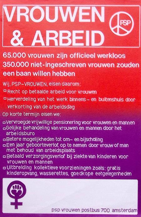Partij programma PSP - vrouwen en arbeid (lijst optie), Verzamelen, Posters, Nieuw, Overige onderwerpen, Met lijst, Verzenden