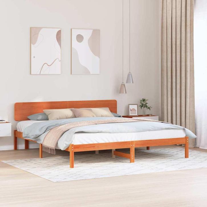 vidaXL Bedframe met hoofdeinde Wasbruin 180 x 200 cm, Huis en Inrichting, Slaapkamer | Bedden, Bruin, Nieuw, Hout, Verzenden