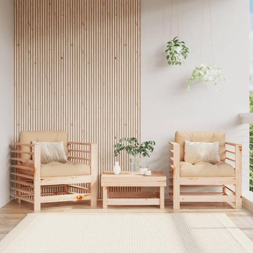 vidaXL Tuinstoelen 2 st met kussens massief grenenhout, Tuin en Terras, Tuinsets en Loungesets, Tuinset, Nieuw, Verzenden
