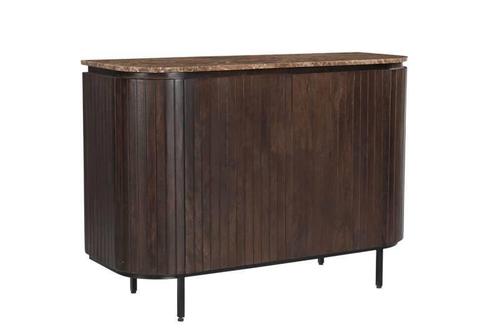 Dressoir Brix ‘Nora Emperador’ – Marmer/Walnoot | 115 cm, Huis en Inrichting, Kasten | Dressoirs, Ophalen