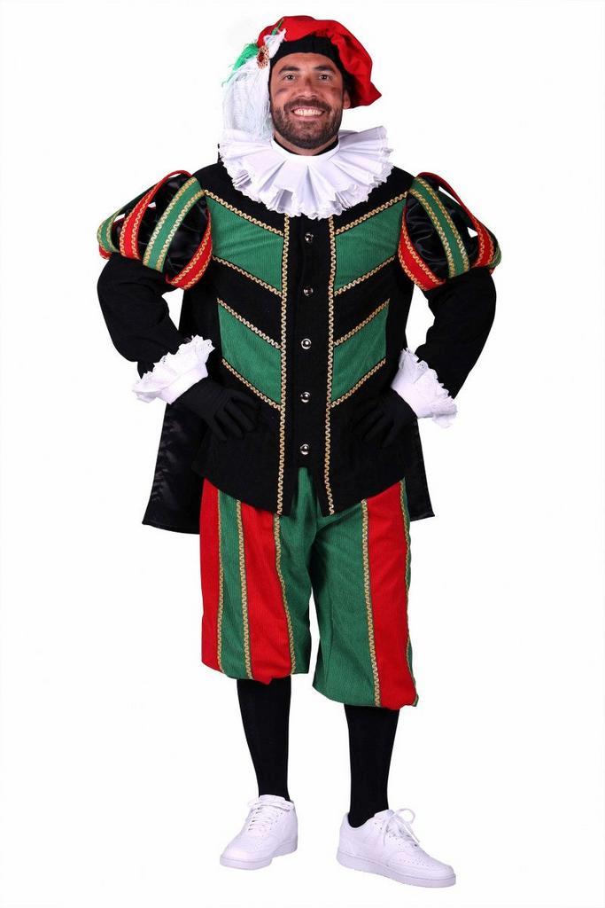 Pietenpak Rib Pamplona Zwart-Groen-Rood - XL, Diversen, Sinterklaas, Verzenden