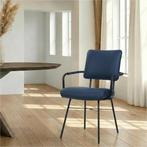 Leren eetkamerstoel Solid met armleuning - Toledo Kobalt, Ophalen of Verzenden, Nieuw, Leer